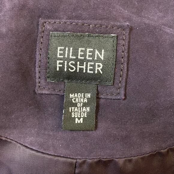 Eileen Fisher Purple Italian Goat Suede Open Front Blazer Jacket Size M - Picture 2 of 9